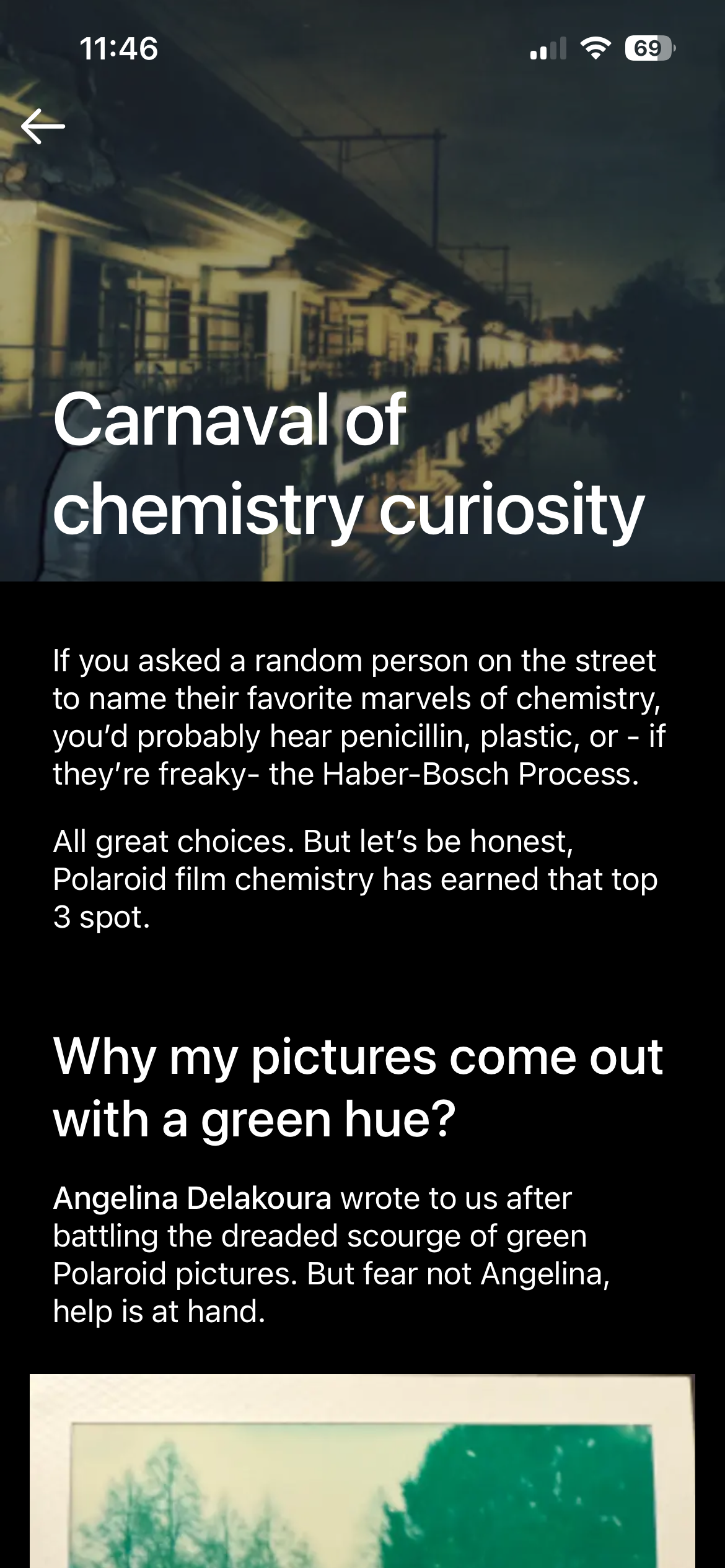 Carnaval of chemistry curiosity — why do my pictures come out green