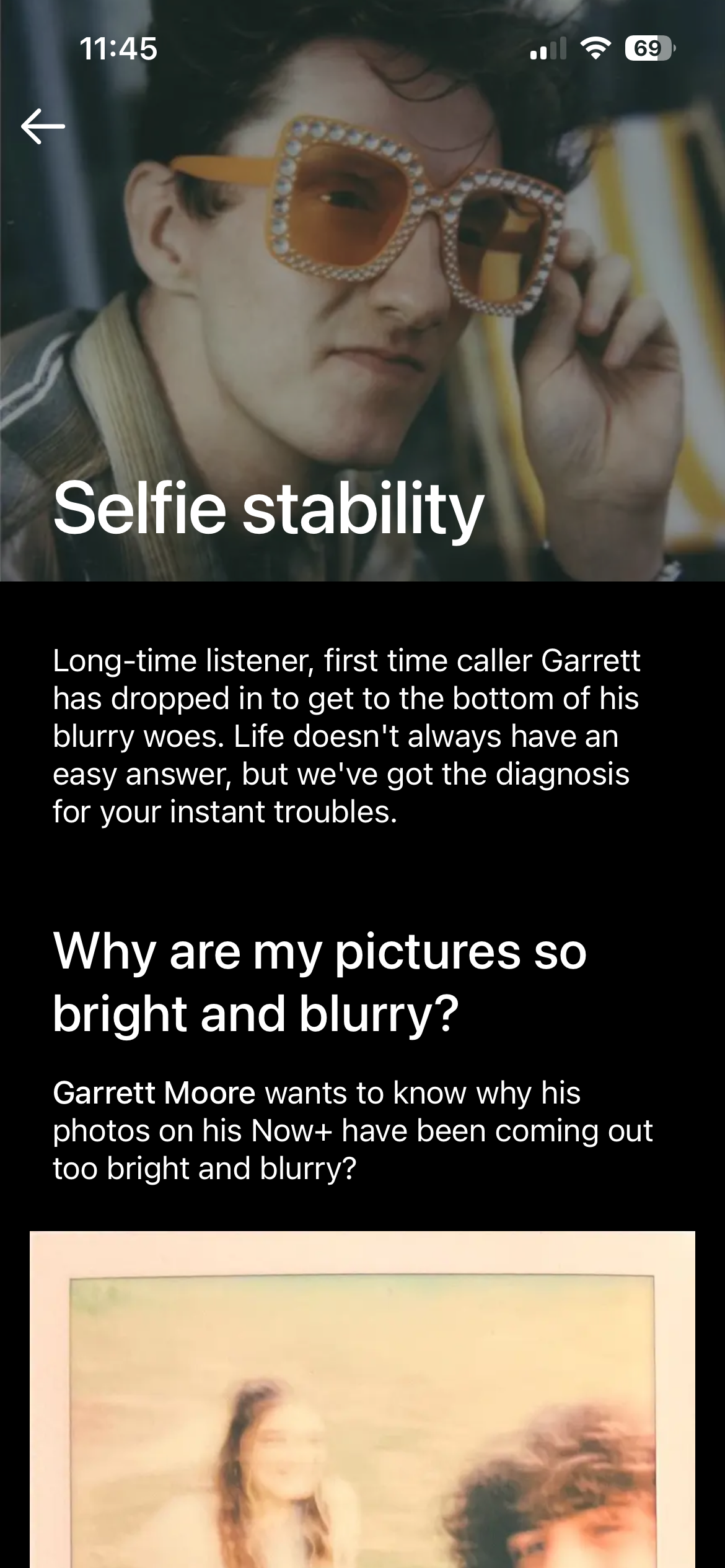 Selfie stability — why are my pictures so bright and blurry